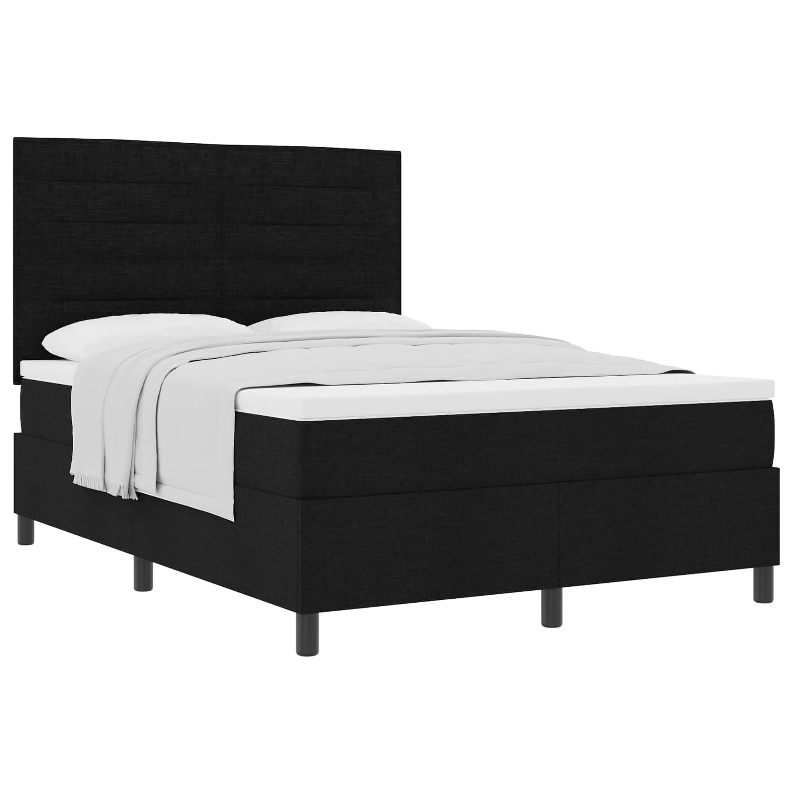 Lit à ressorts avec matelas Noir 140 x 190 cm tissu - XIOS