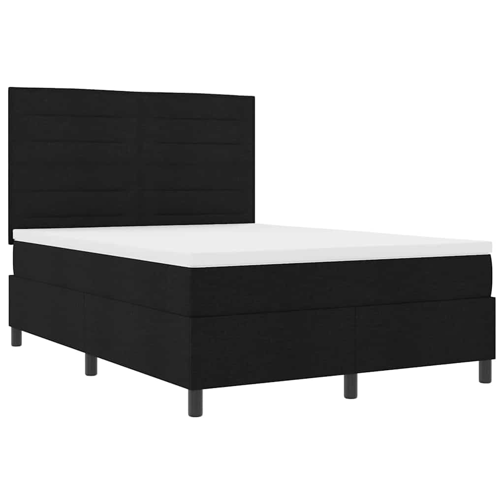Lit à ressorts avec matelas Noir 140 x 190 cm tissu - XIOS