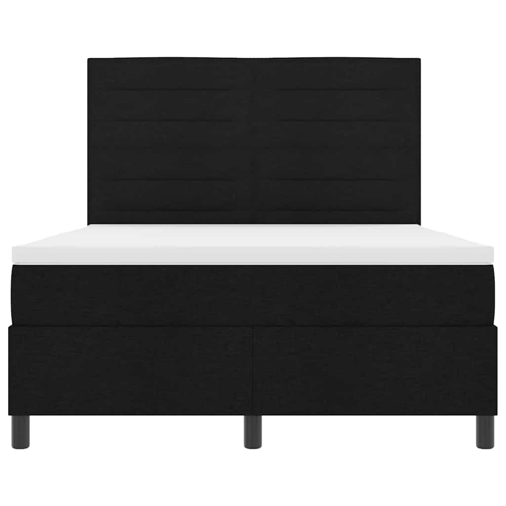 Lit à ressorts avec matelas Noir 140 x 190 cm tissu - XIOS