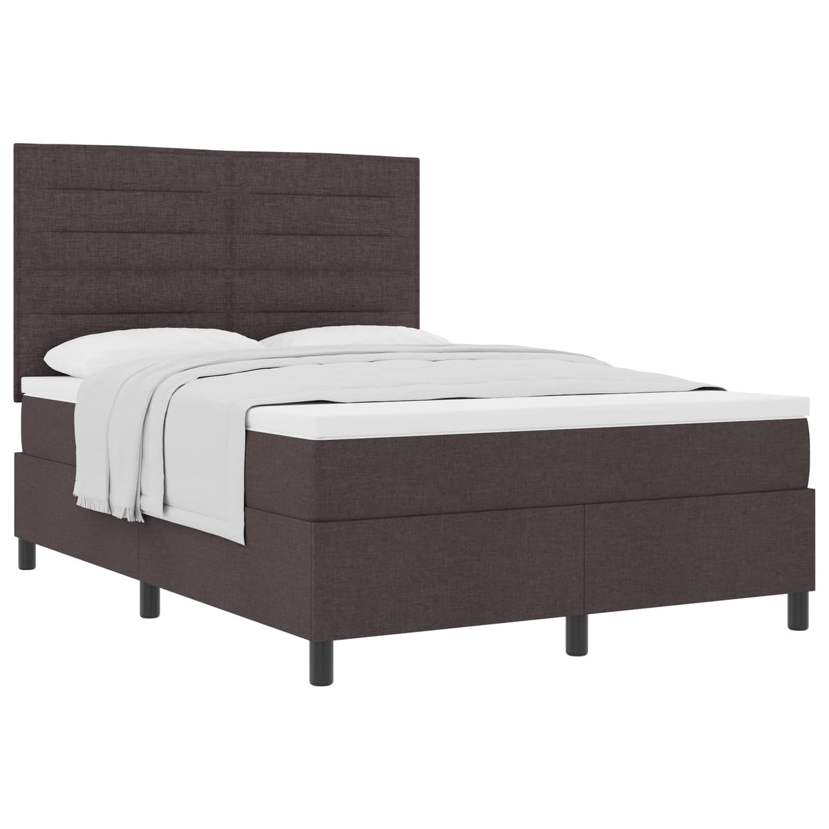 Lit à ressorts avec matelas Marron foncé 140 x 190 cm tissu