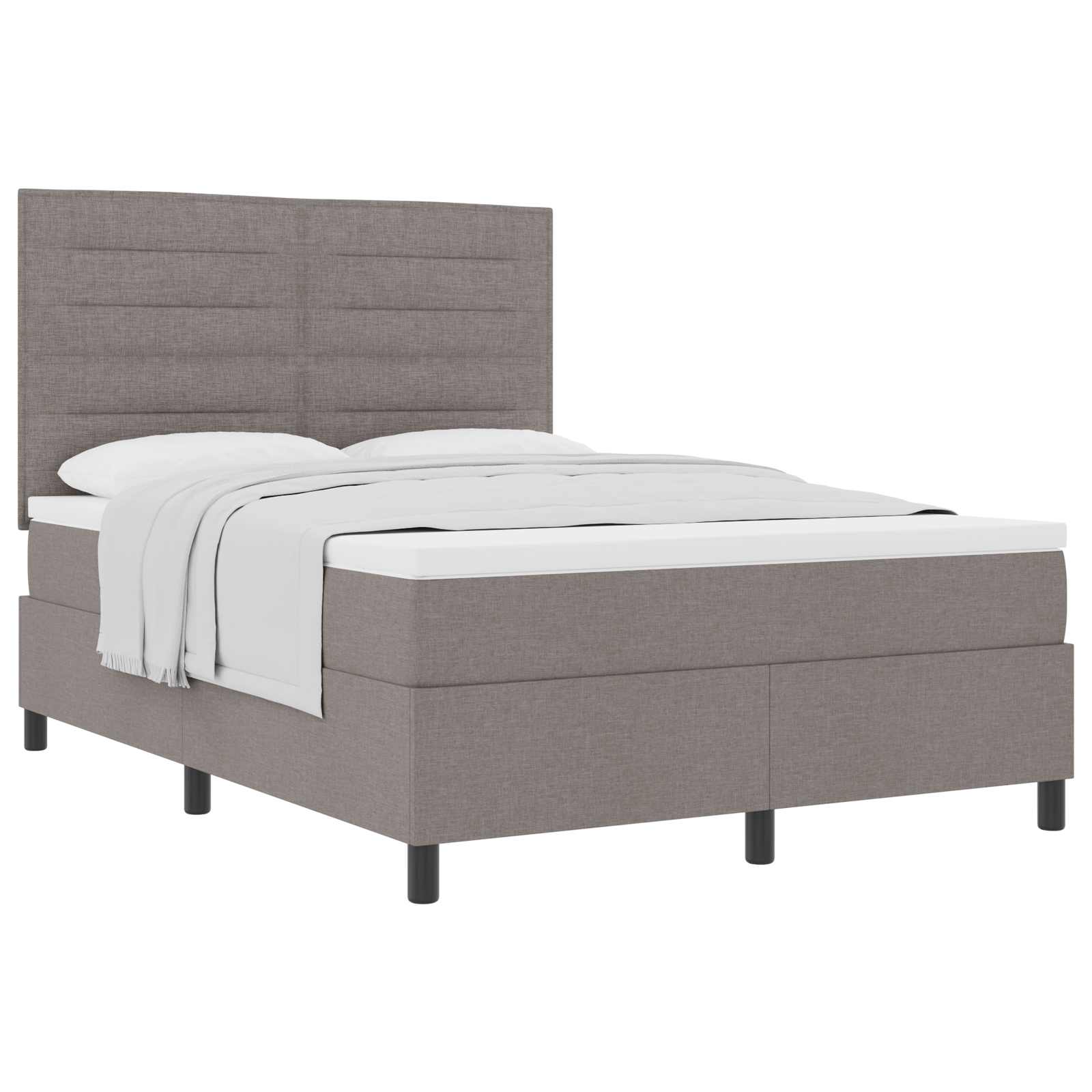 Lit à ressorts avec matelas Taupe 140 x 190 cm tissu - XIOS