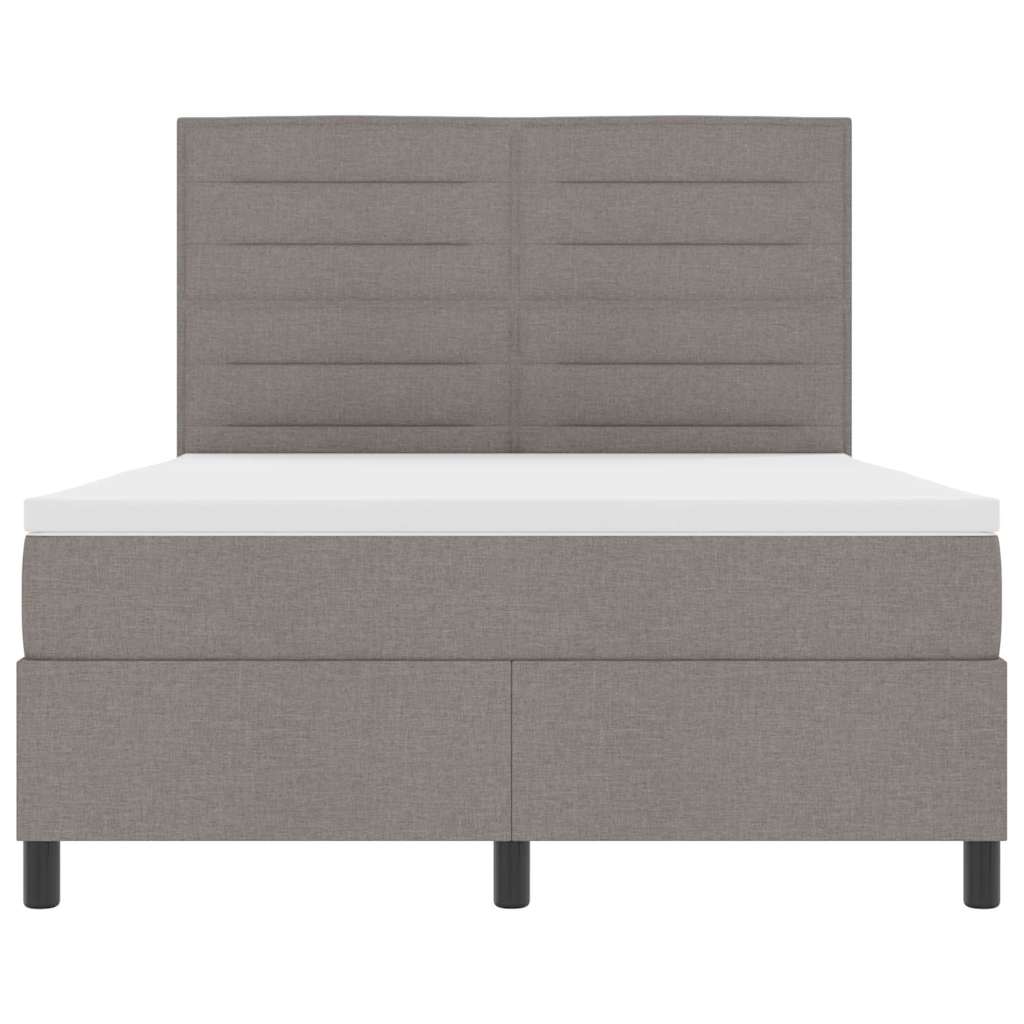 Lit à ressorts avec matelas Taupe 140 x 190 cm tissu - XIOS