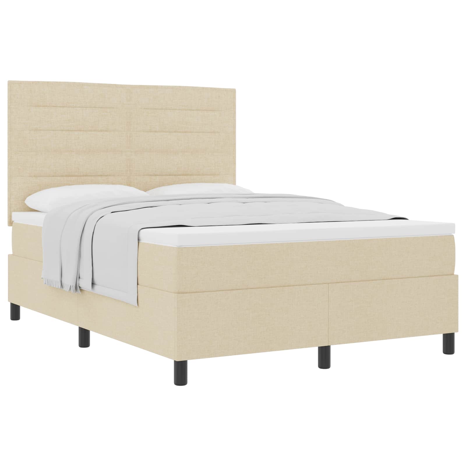 Lit à ressorts avec matelas Crème 140 x 190 cm tissu - XIOS