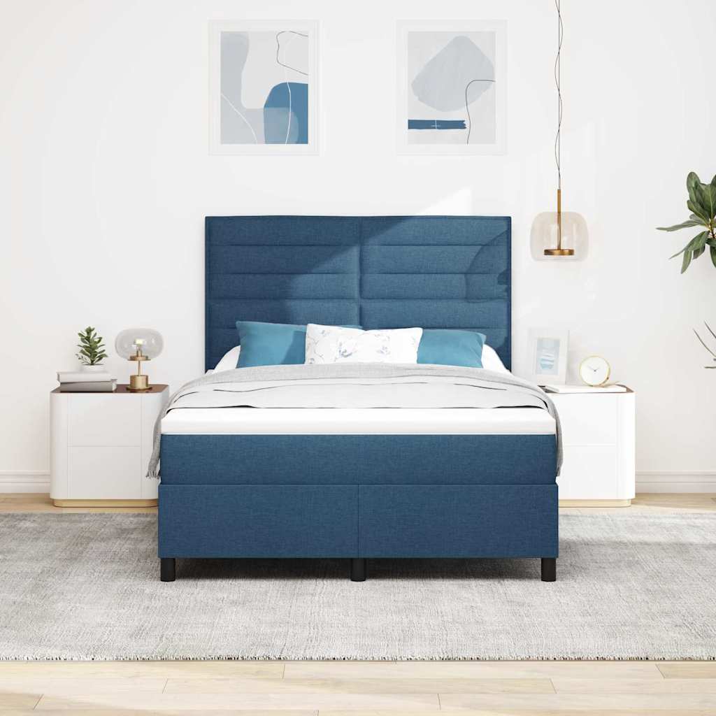 Lit à ressorts avec matelas Bleu 140 x 190 cm tissu - XIOS
