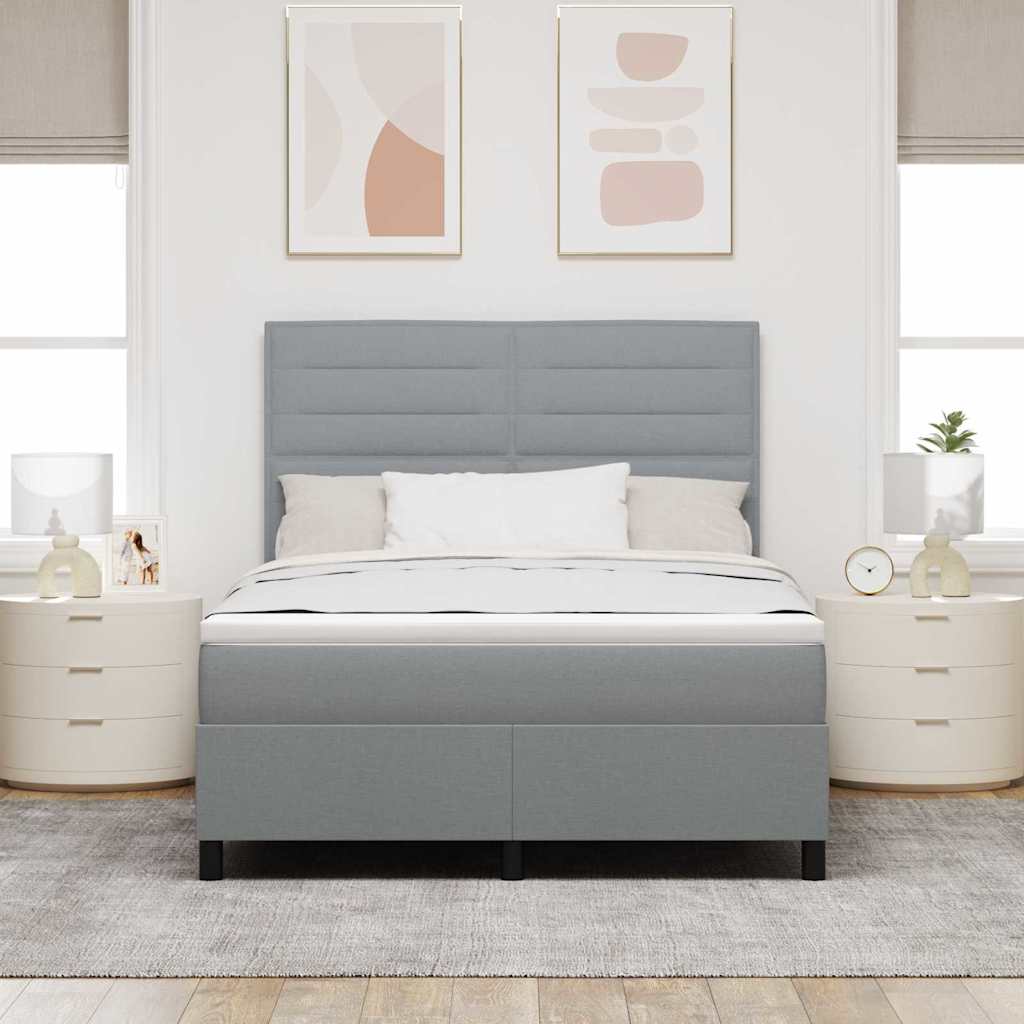 Lit à ressorts avec matelas Gris clair 140 x 200 cm tissu