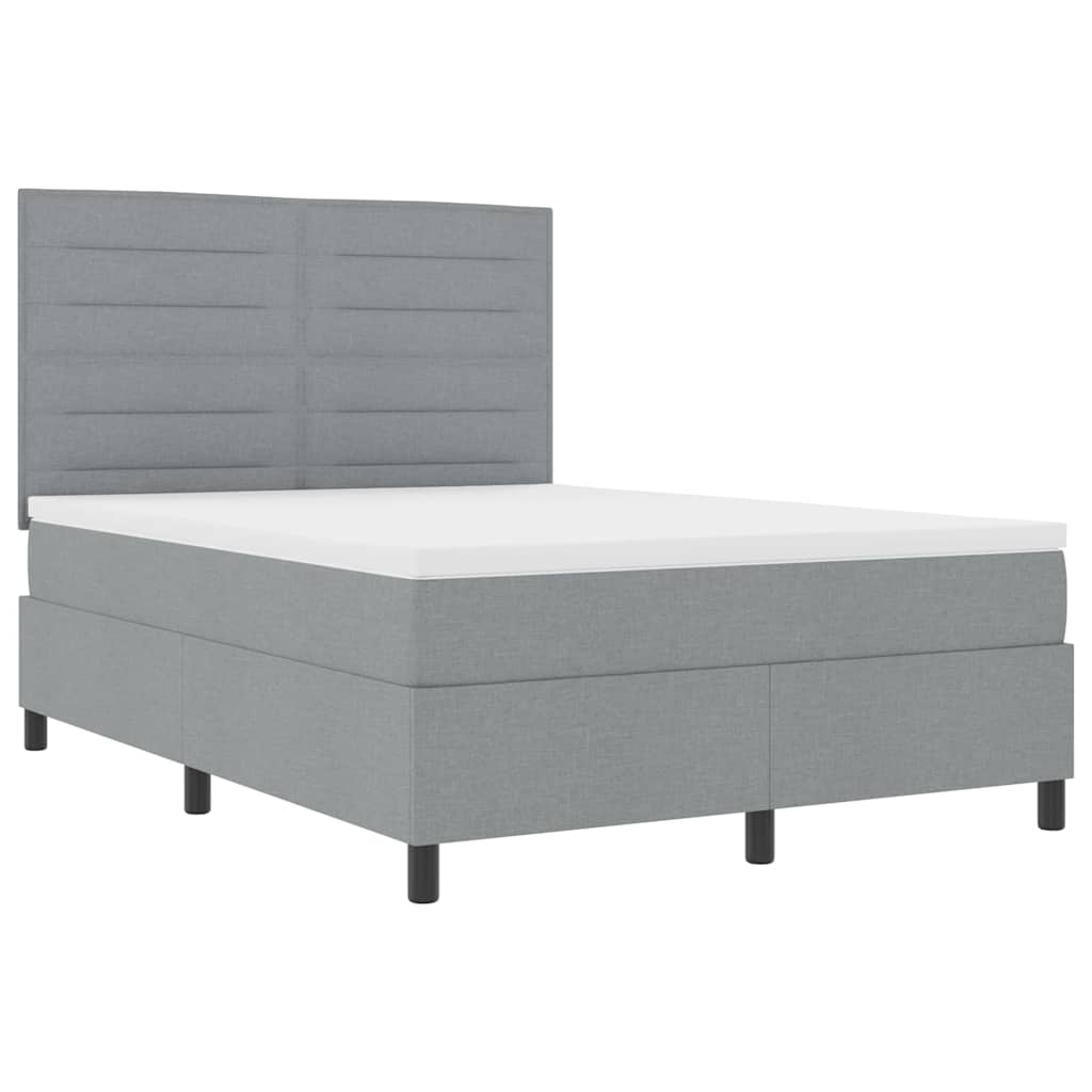 Lit à ressorts avec matelas Gris clair 140 x 200 cm tissu