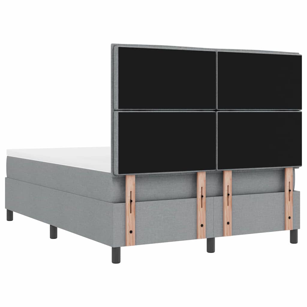 Lit à ressorts avec matelas Gris clair 140 x 200 cm tissu