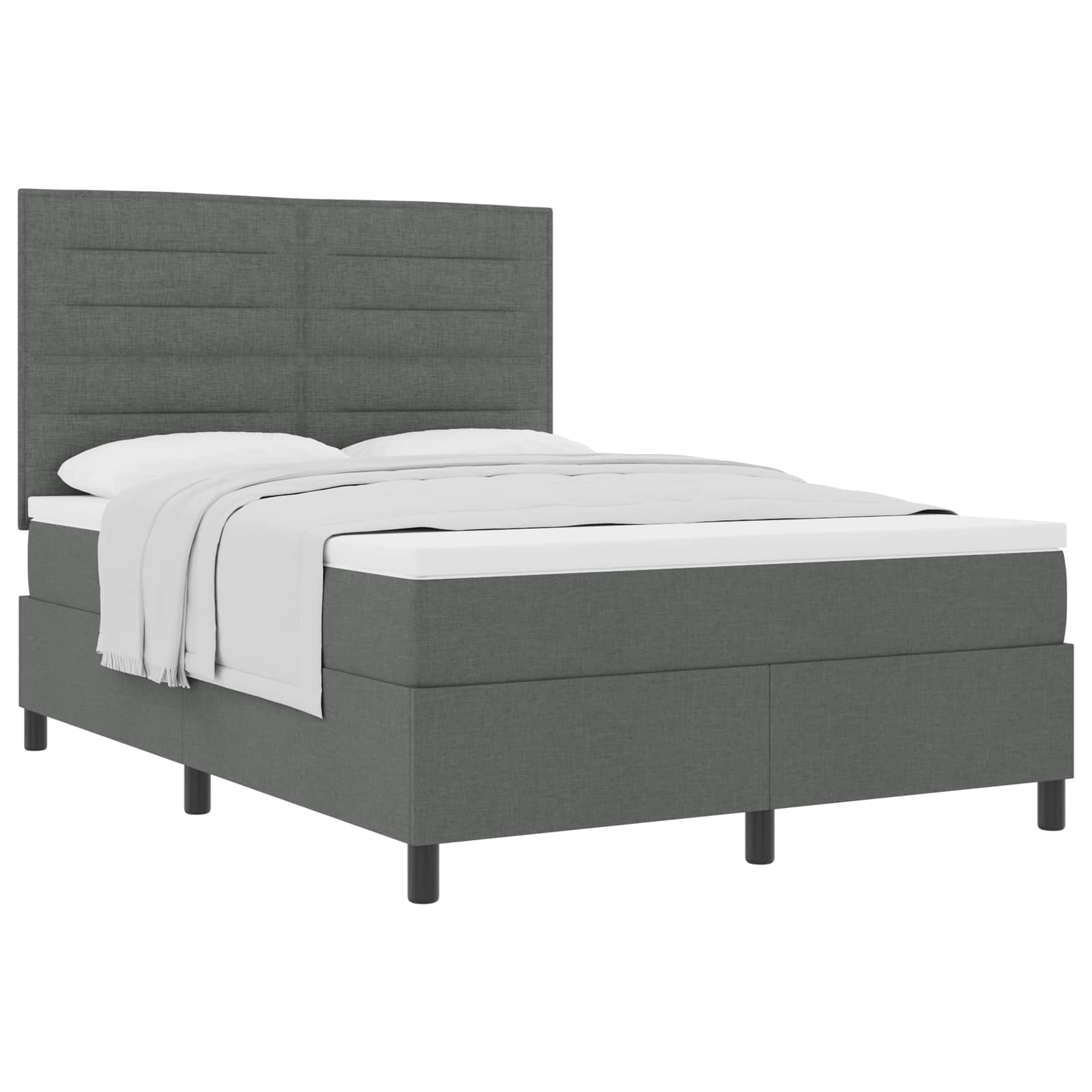 Lit à ressorts avec matelas Gris foncé 140 x 200 cm tissu - XIOS