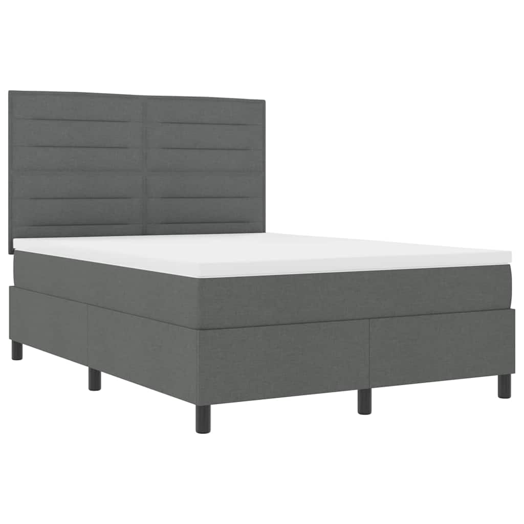 Lit à ressorts avec matelas Gris foncé 140 x 200 cm tissu - XIOS