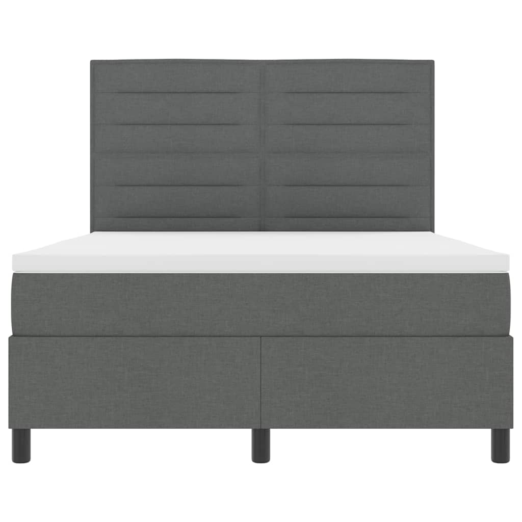 Lit à ressorts avec matelas Gris foncé 140 x 200 cm tissu - XIOS