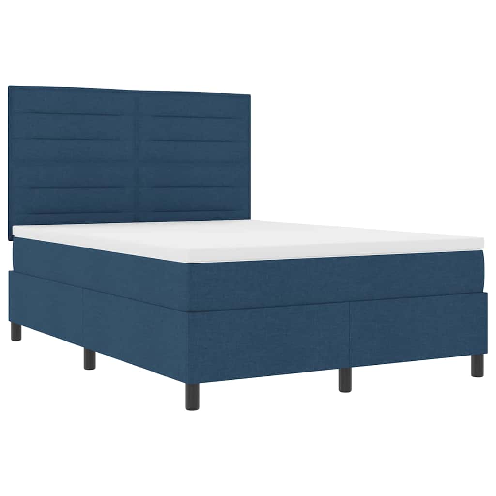 Lit à ressorts avec matelas Bleu 140 x 200 cm tissu - XIOS