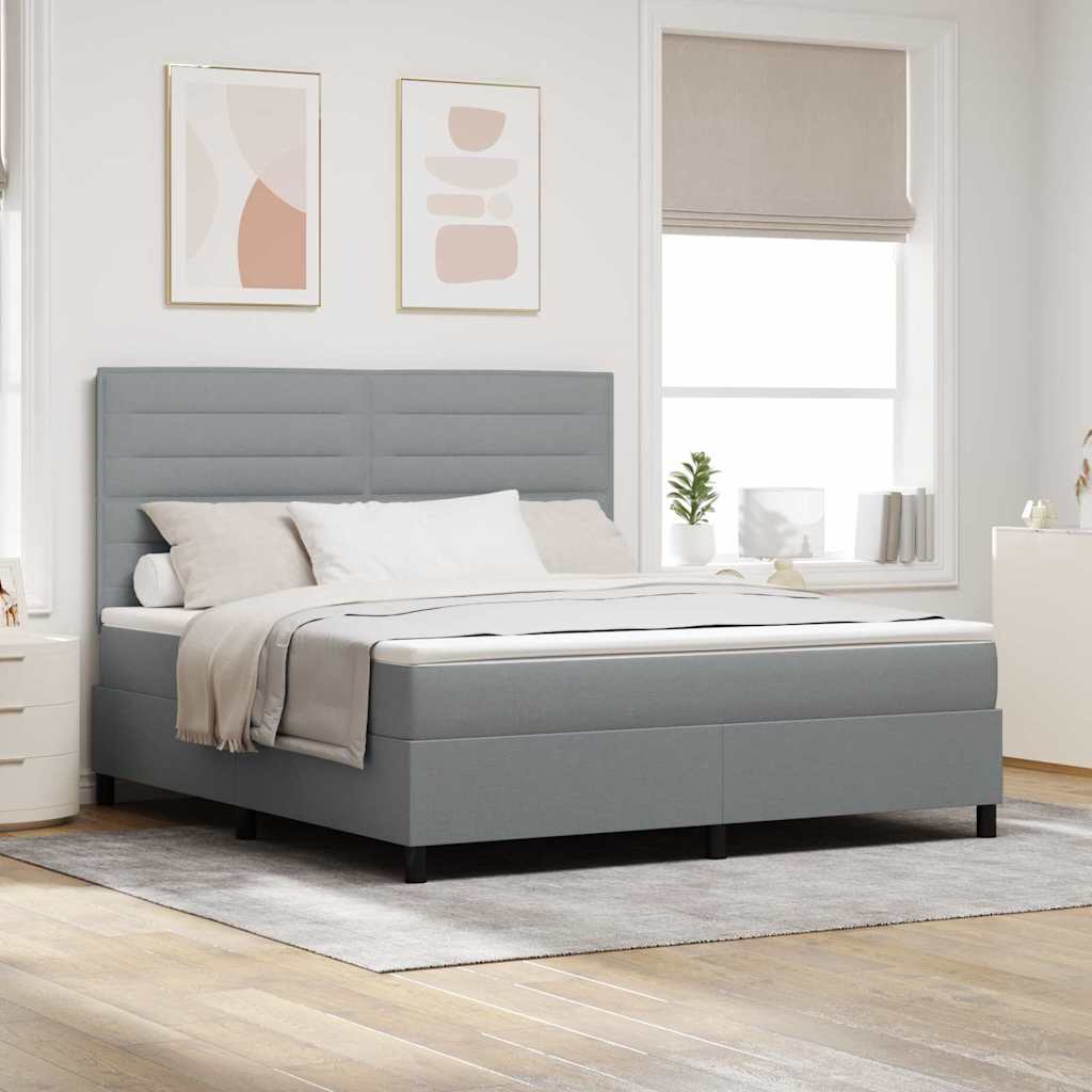 Lit à ressorts avec matelas Gris clair 180 x 200 cm tissu
