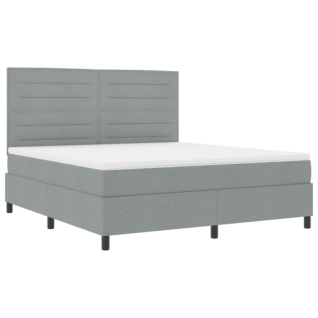 Lit à ressorts avec matelas Gris clair 180 x 200 cm tissu