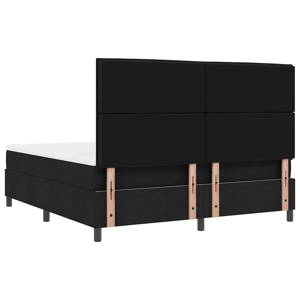 Lit à ressorts avec matelas Noir 180 x 200 cm tissu