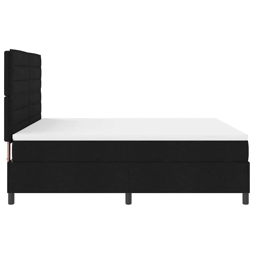Lit à ressorts avec matelas Noir 180 x 200 cm tissu