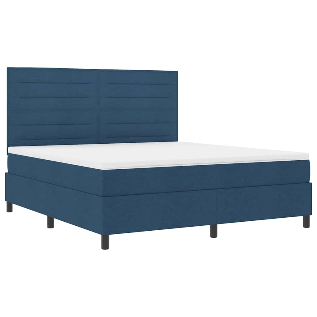Lit à ressorts avec matelas Bleu 180 x 200 cm tissu