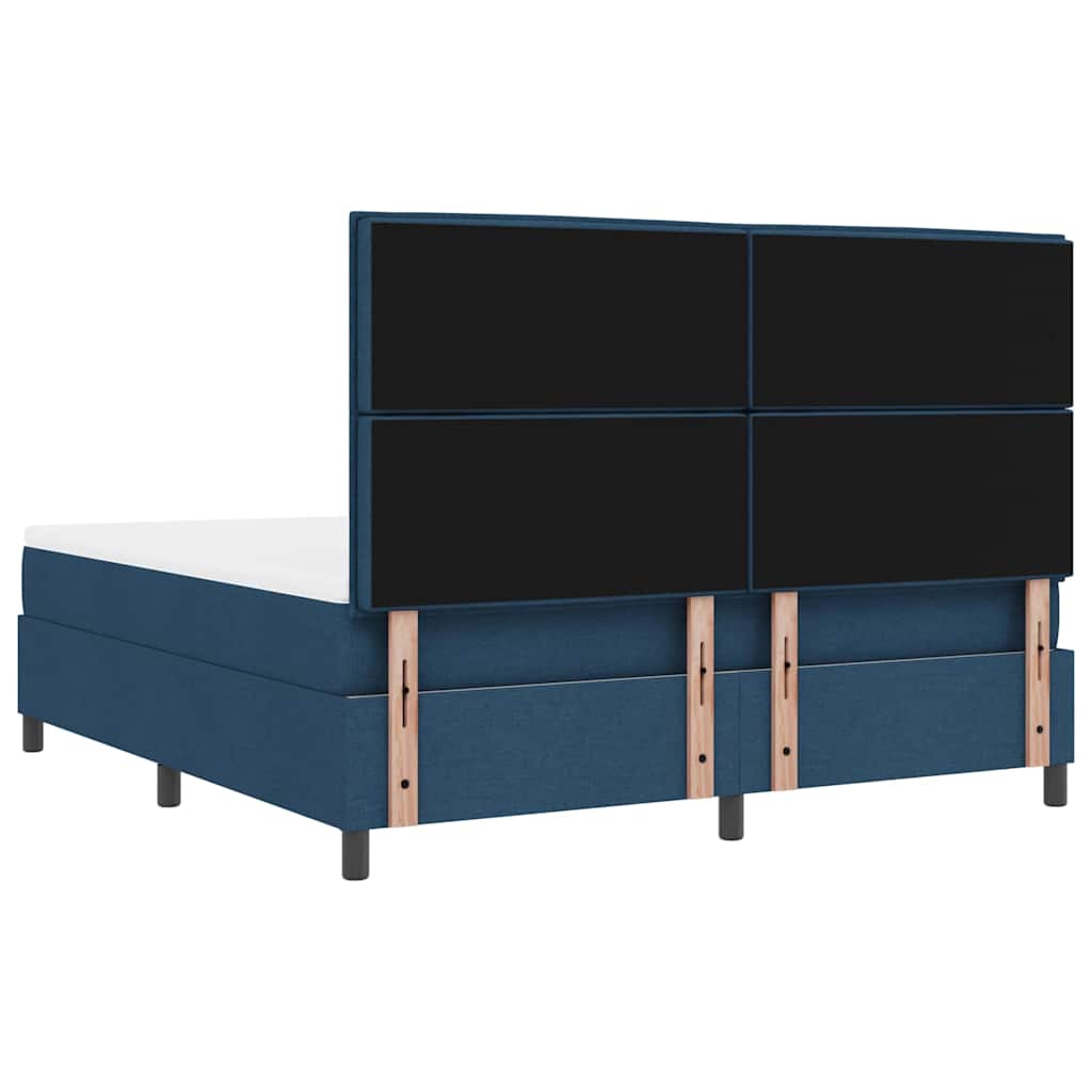 Lit à ressorts avec matelas Bleu 180 x 200 cm tissu