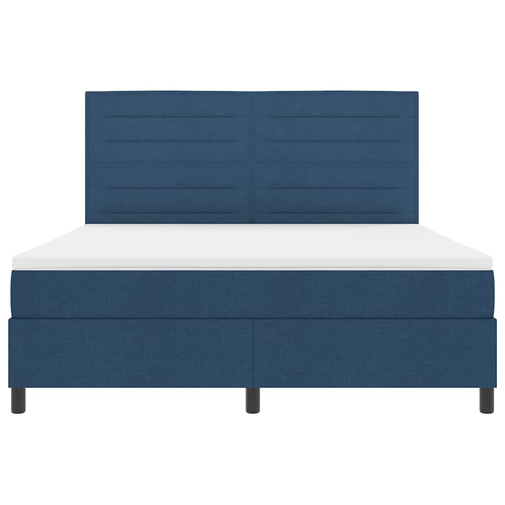 Lit à ressorts avec matelas Bleu 180 x 200 cm tissu