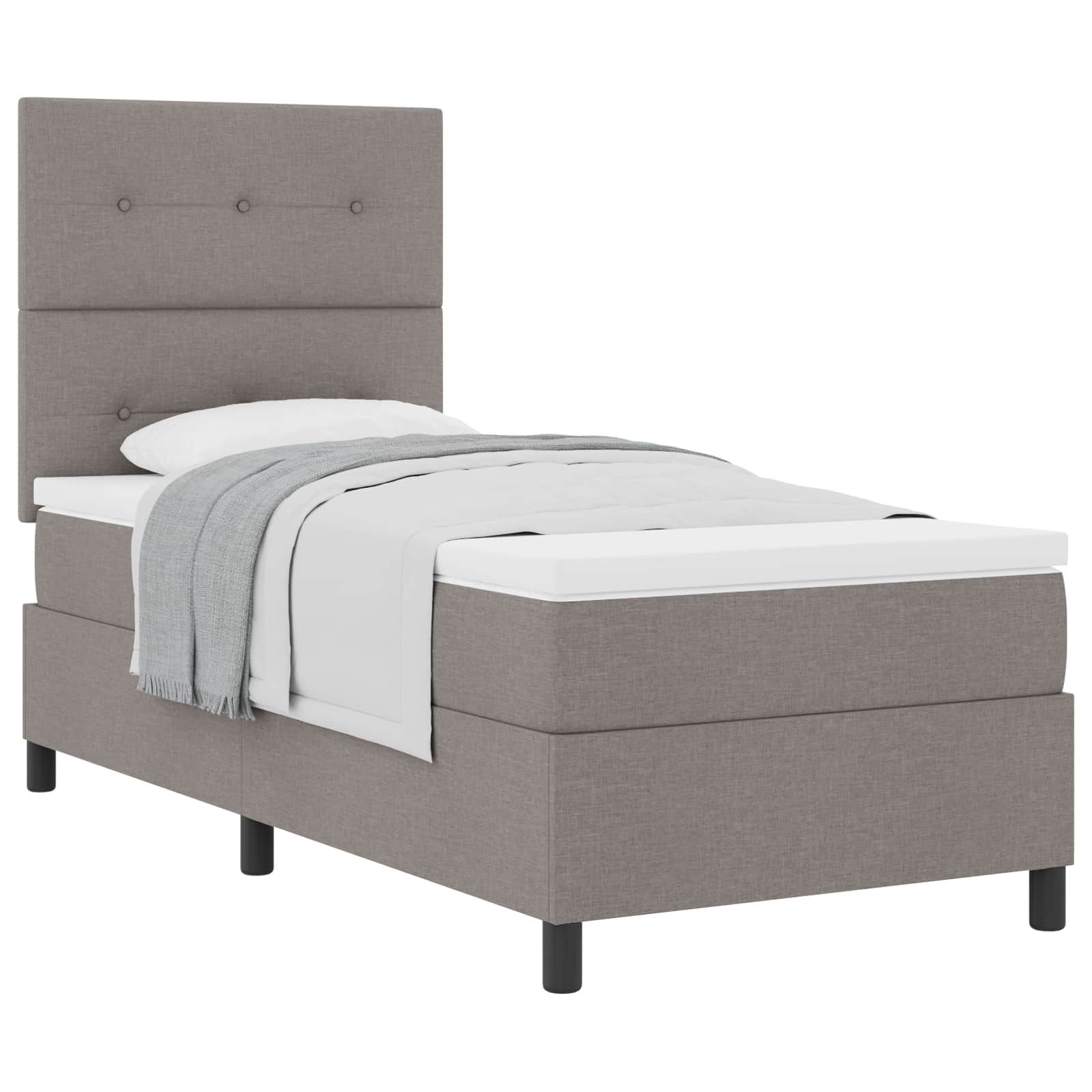 Lit à ressorts avec matelas Taupe 80 x 200 cm tissu - XIOS