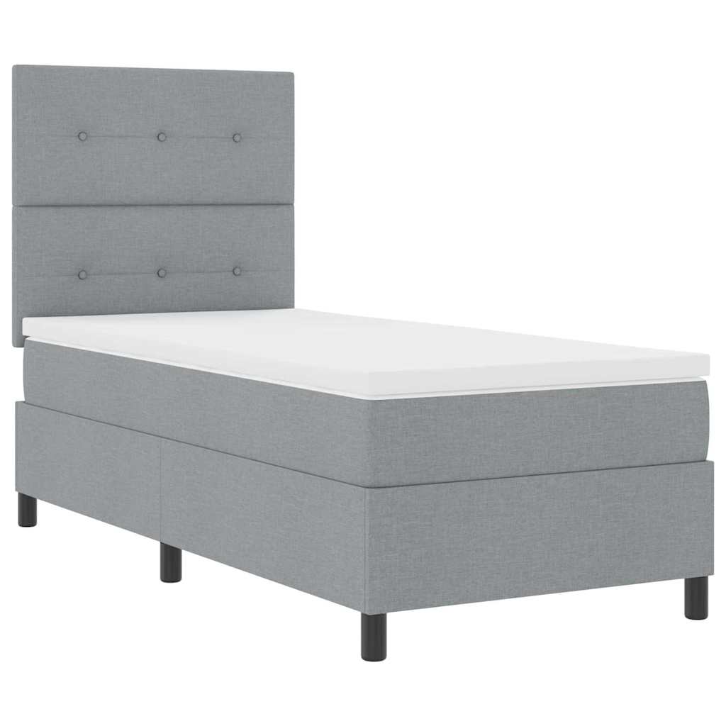 Lit à ressorts avec tête de lit Gris clair 90 x 190 cm tissu - XIOS