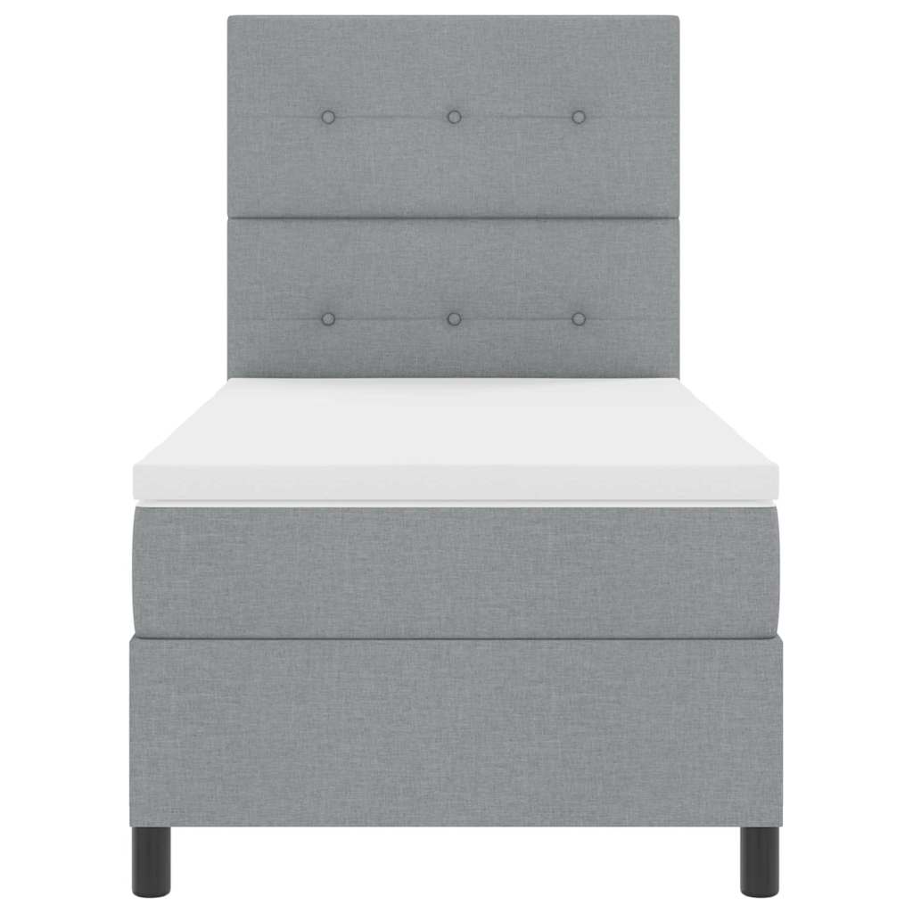 Lit à ressorts avec tête de lit Gris clair 90 x 190 cm tissu - XIOS