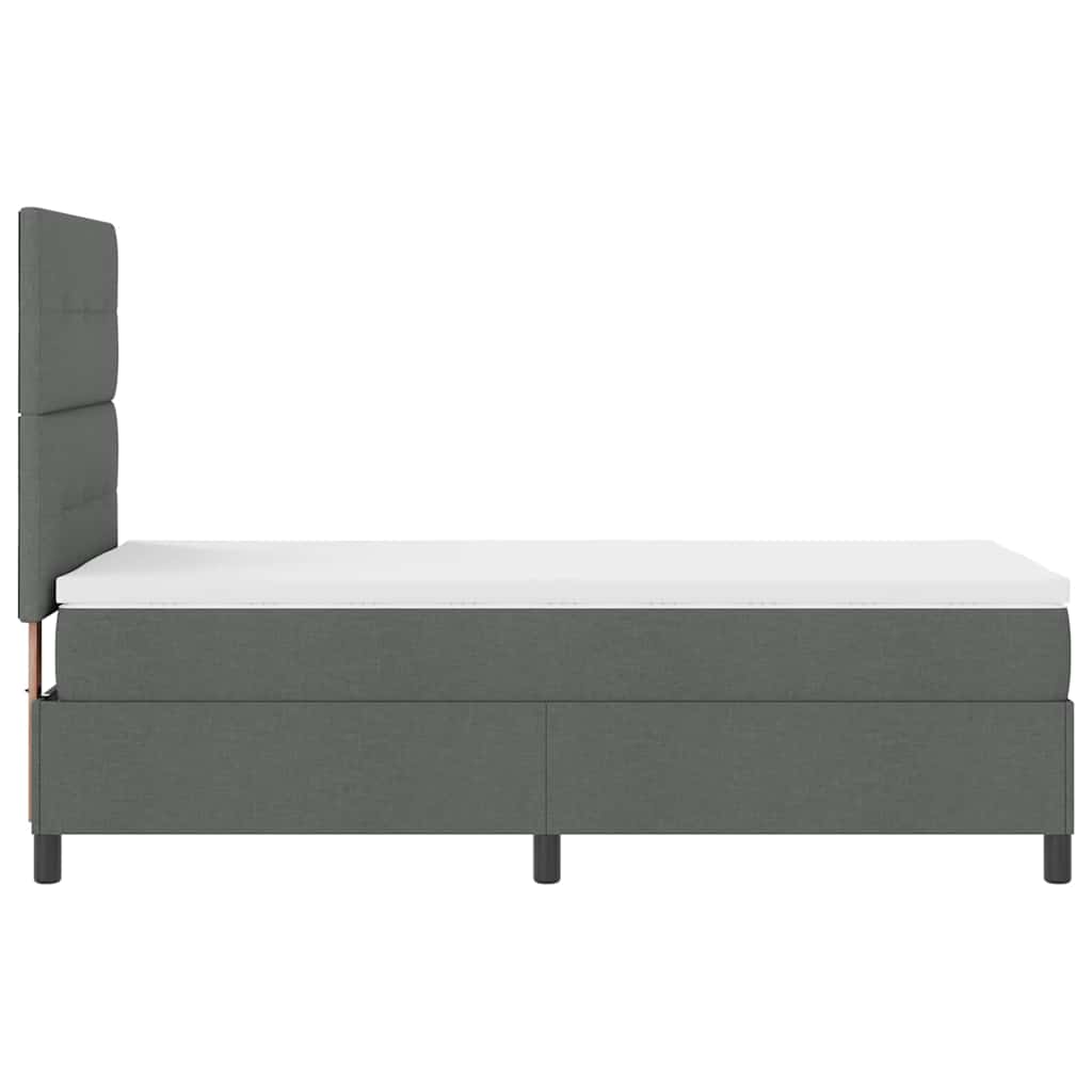 Lit à ressorts avec tête de lit Gris foncé 90 x 190 cm tissu