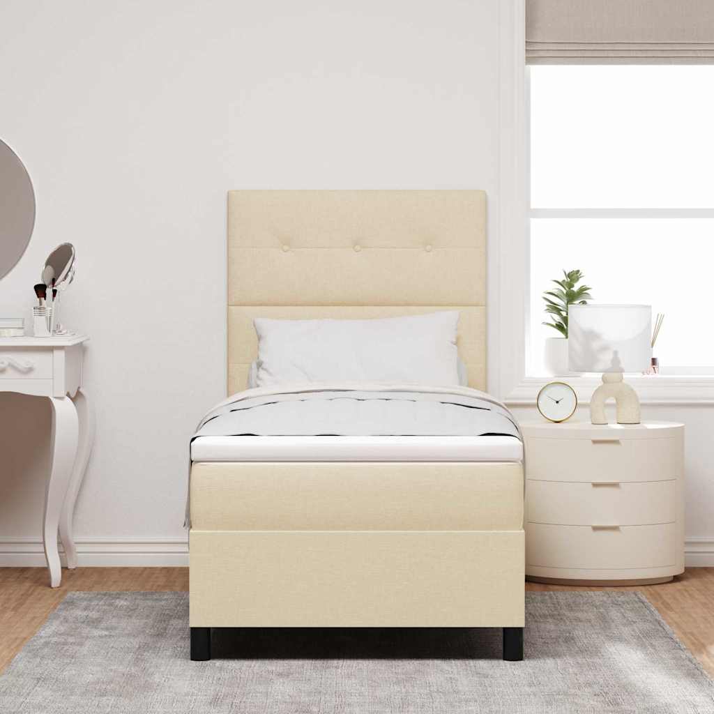 Lit à ressorts avec matelas Crème 90 x 190 cm tissu - XIOS