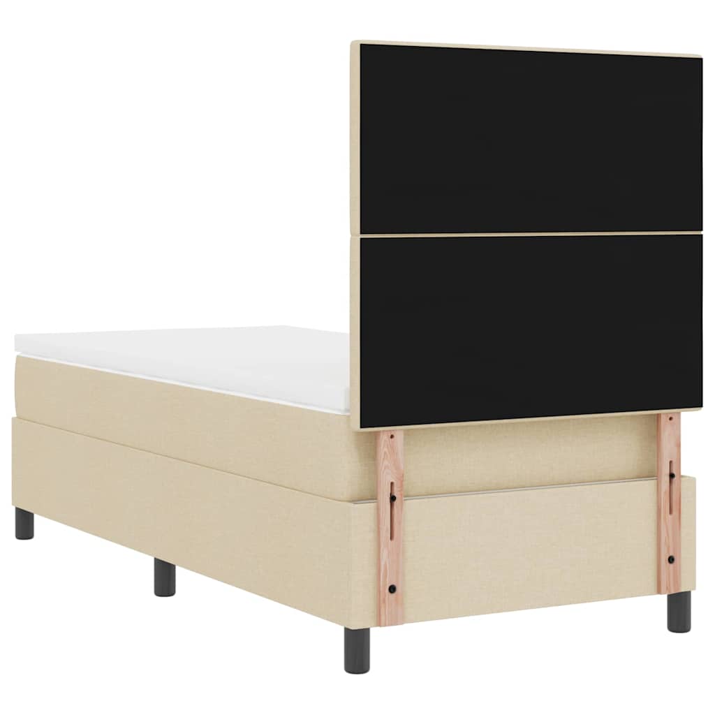 Lit à ressorts avec tête de lit Crème 100 x 200 cm tissu