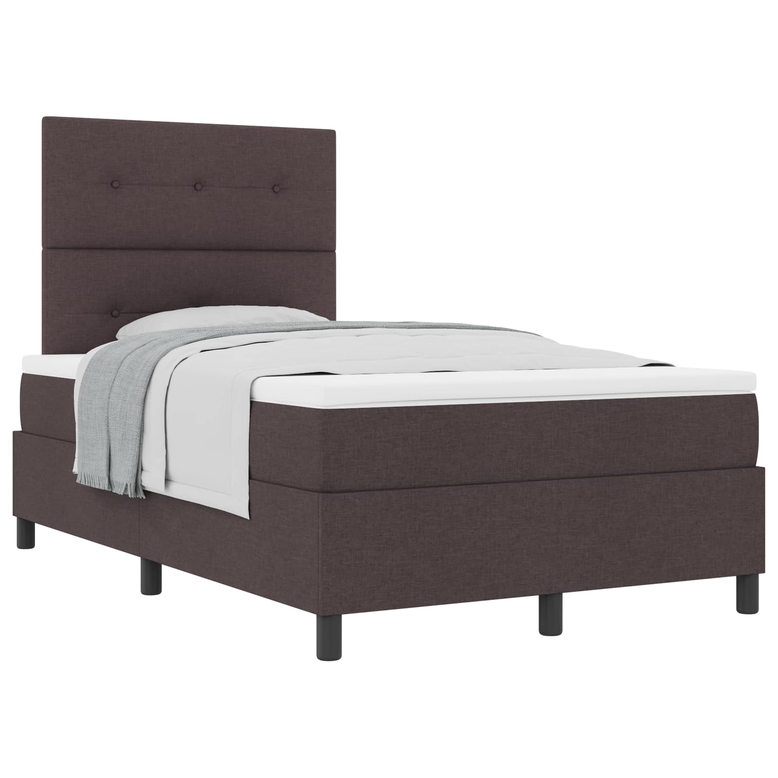 Lit à ressorts avec tête de lit Marron foncé 120 x 190 cm tissu