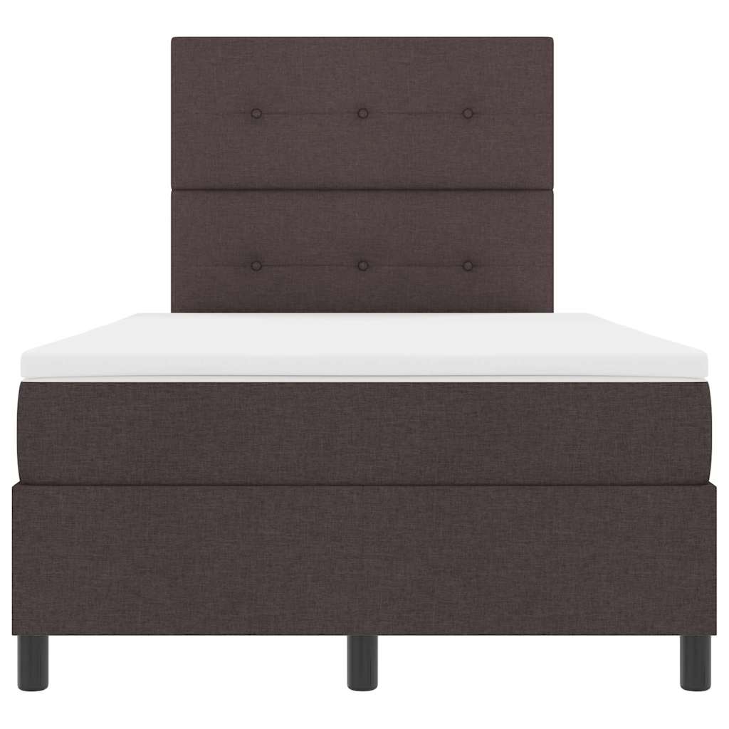 Lit à ressorts avec tête de lit Marron foncé 120 x 190 cm tissu