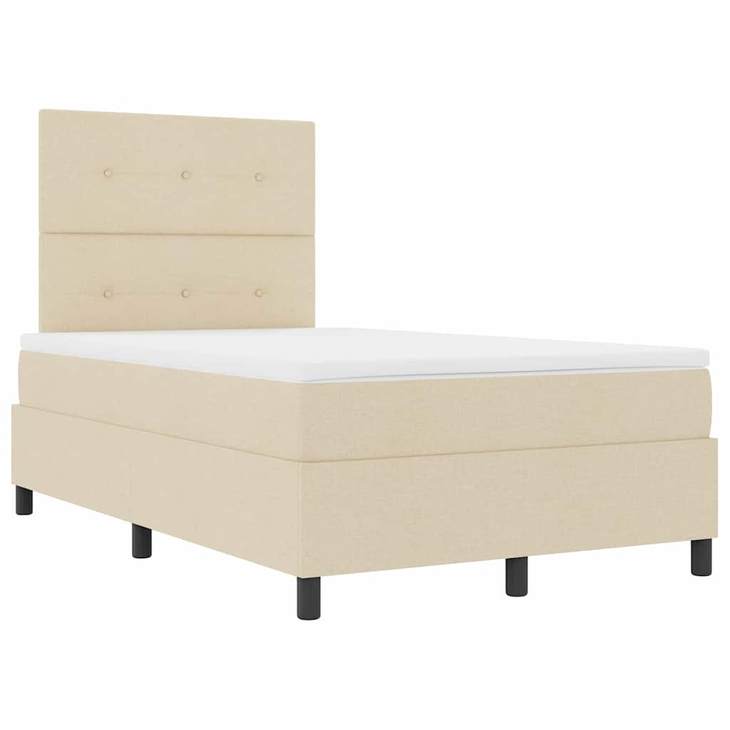 Lit à ressorts avec tête de lit Crème 120 x 190 cm tissu - XIOS
