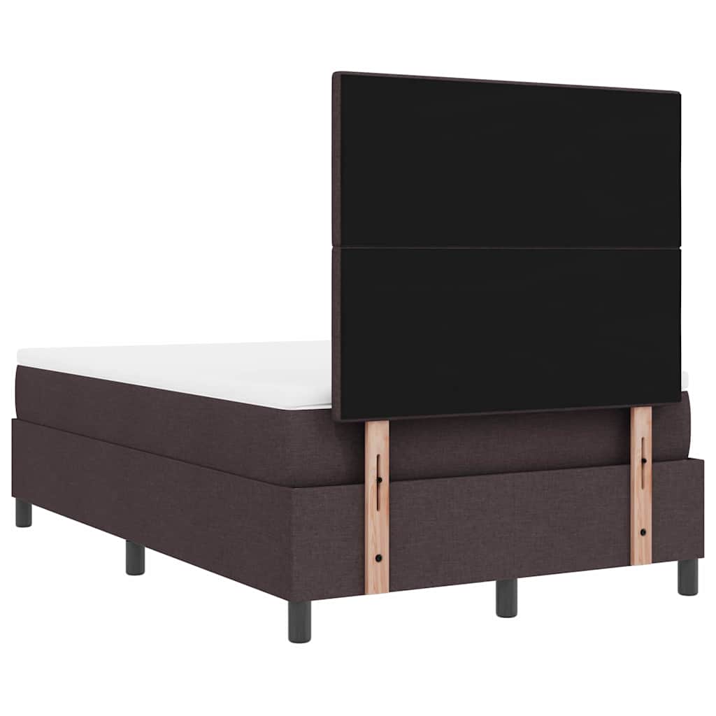 Lit à ressorts avec tête de lit Marron foncé 120 x 200 cm tissu