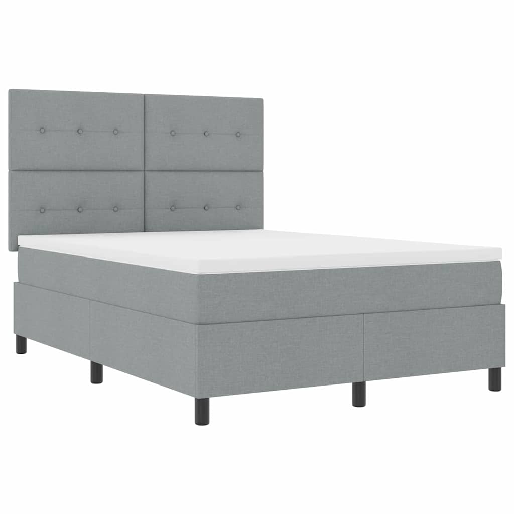 Lit à ressorts avec matelas Gris clair 140 x 200 cm tissu - XIOS