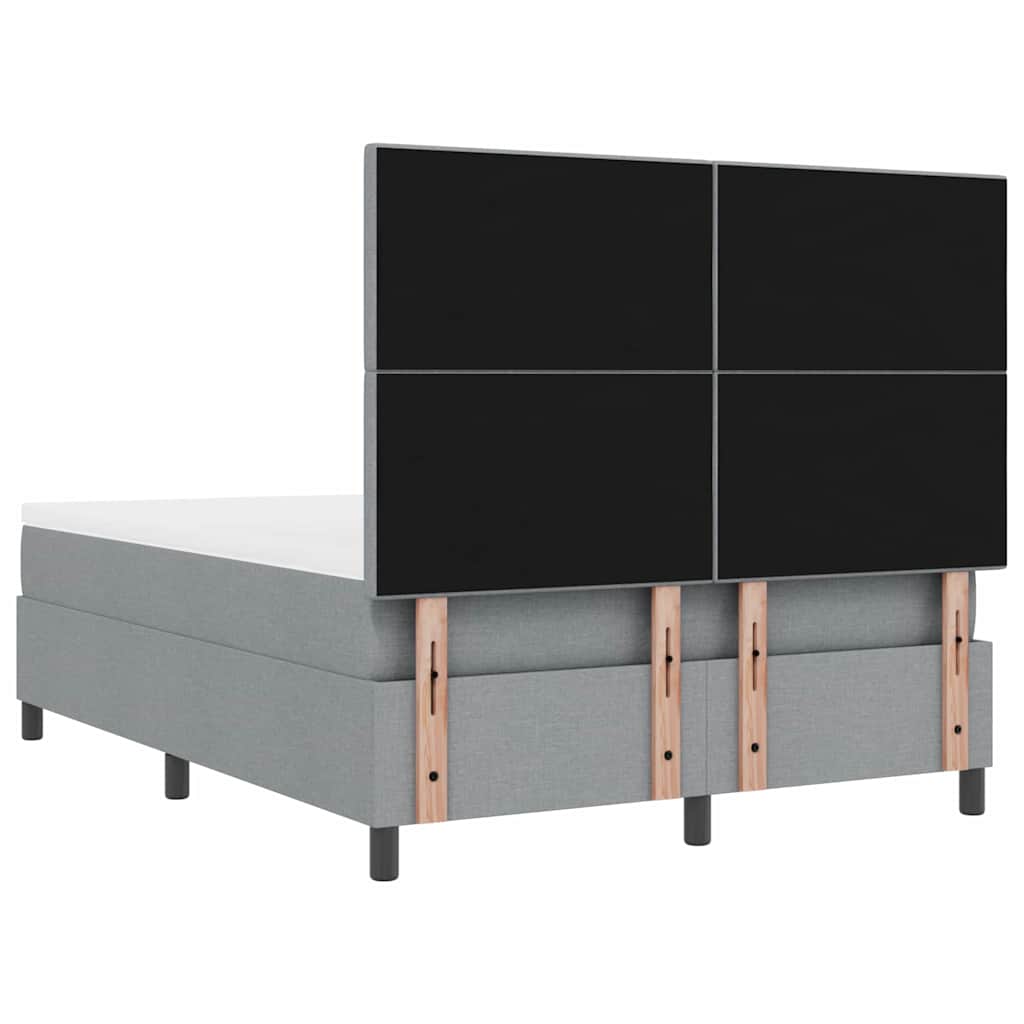 Lit à ressorts avec tête de lit Gris clair 140 x 200 cm tissu