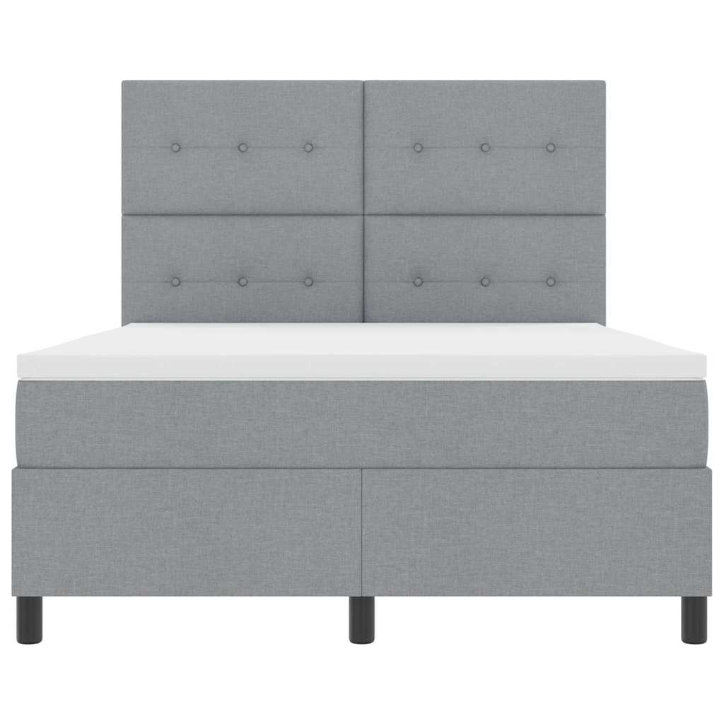 Lit à ressorts avec tête de lit Gris clair 140 x 200 cm tissu