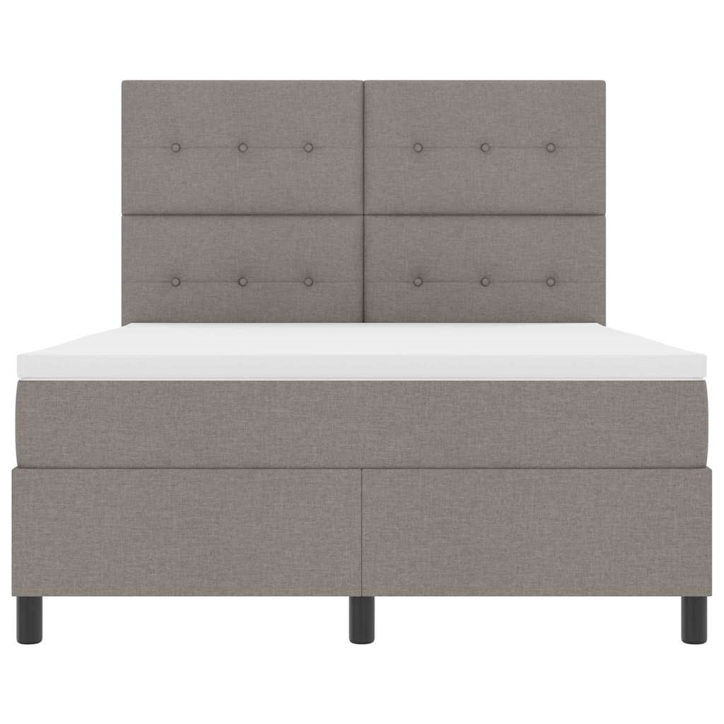 Lit à ressorts avec tête de lit Taupe 140 x 200 cm tissu