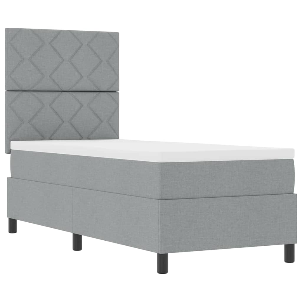 Lit à ressorts avec matelas Gris clair 80 x 200 cm tissu - XIOS