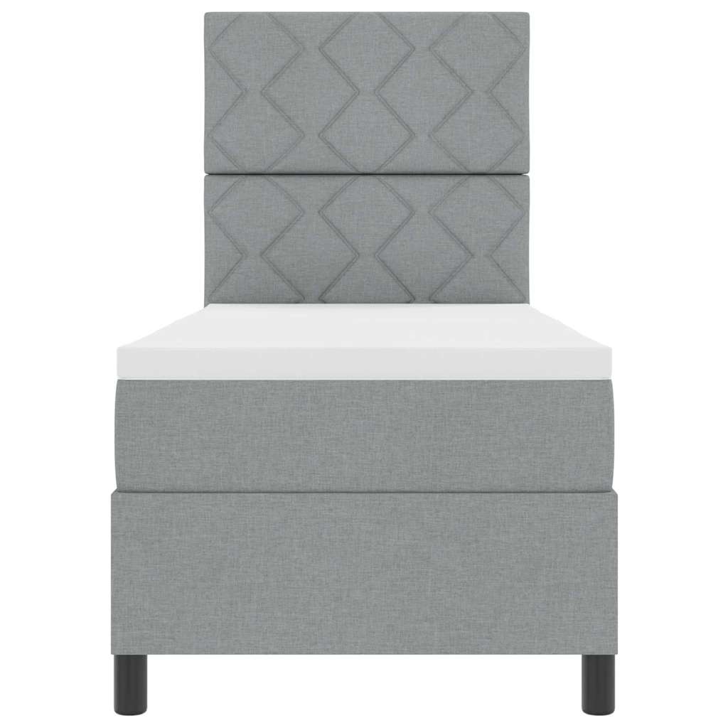 Lit à ressorts avec matelas Gris clair 80 x 200 cm tissu - XIOS