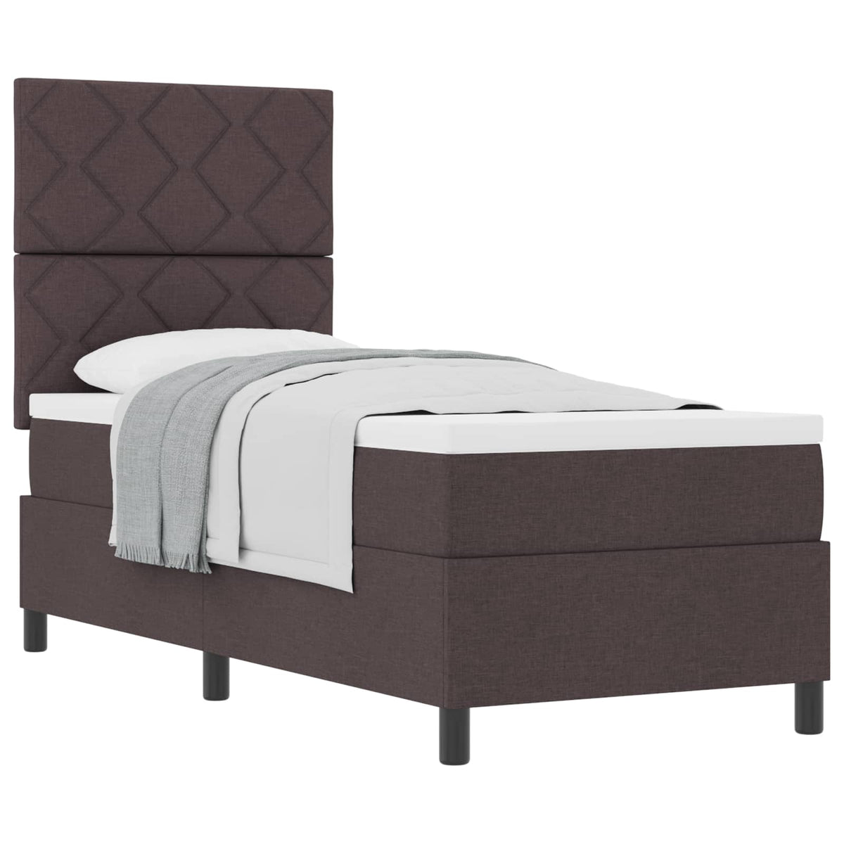 Lit à ressorts avec tête de lit Marron foncé 80 x 200 cm tissu
