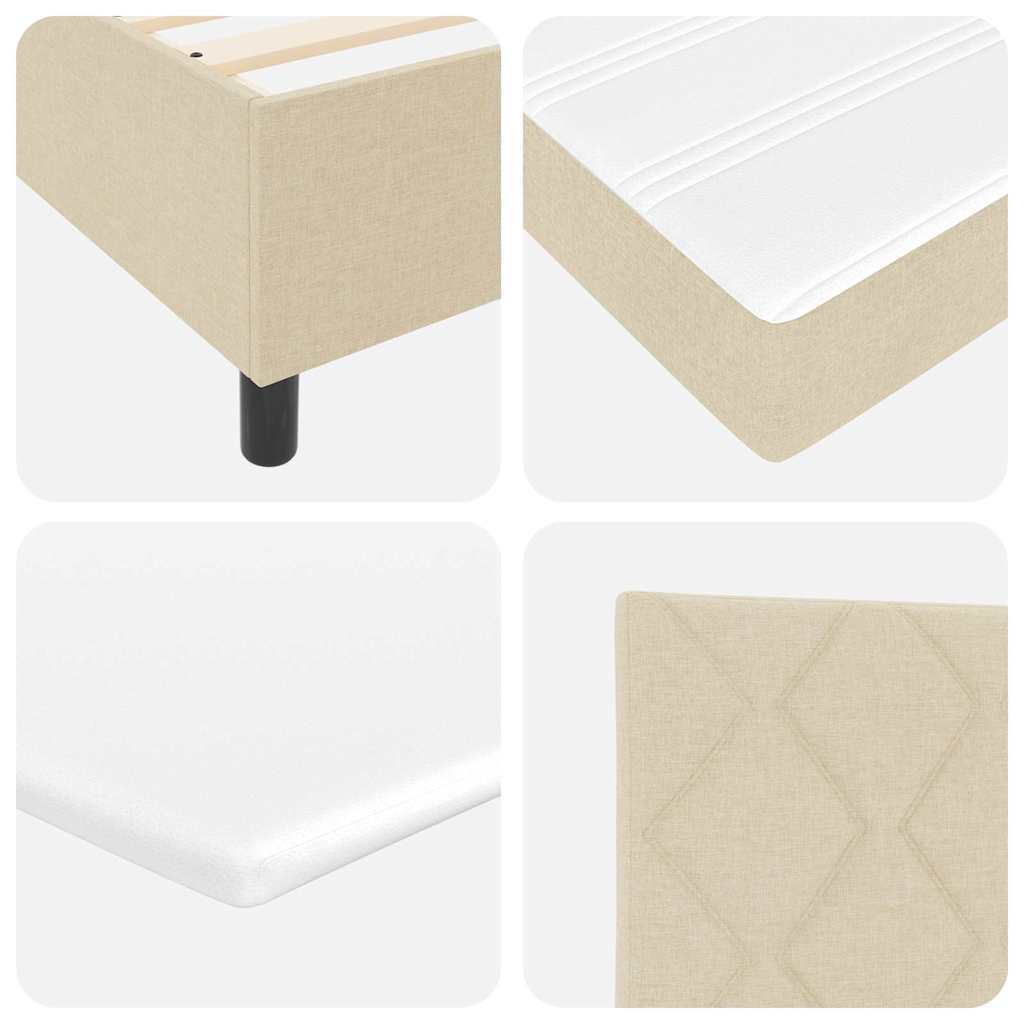 Lit à ressorts avec tête de lit Crème 80 x 200 cm tissu