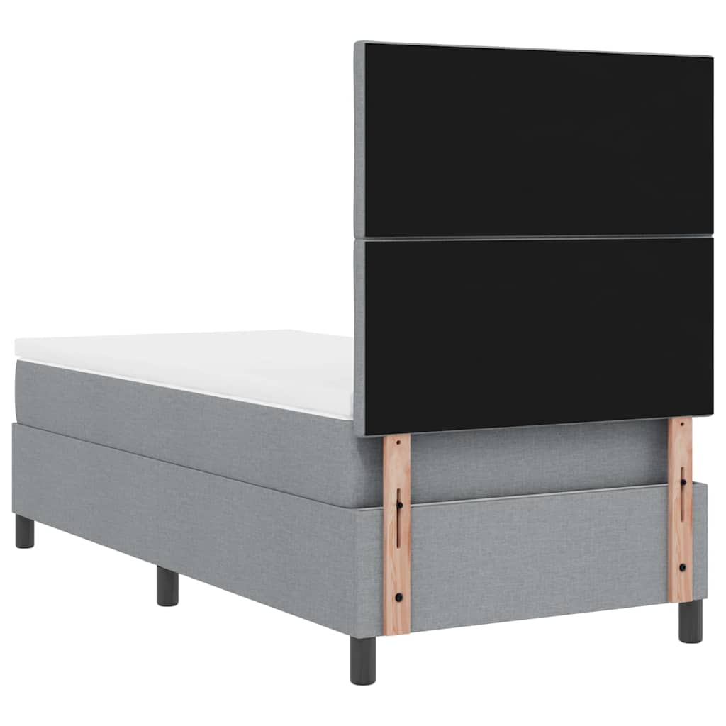 Lit à ressorts avec tête de lit Gris clair 90 x 190 cm tissu