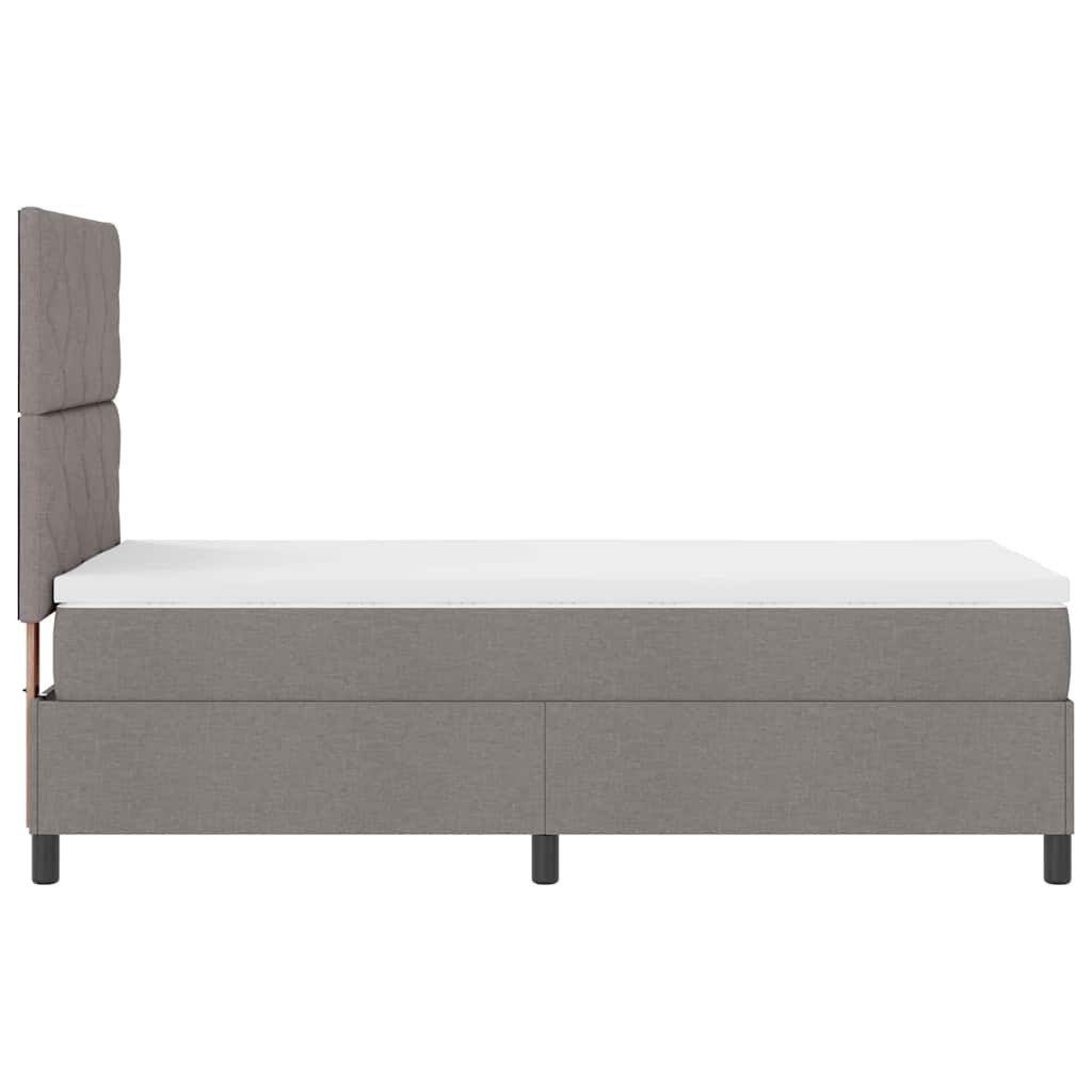 Lit à ressorts avec tête de lit Taupe 90 x 200 cm tissu