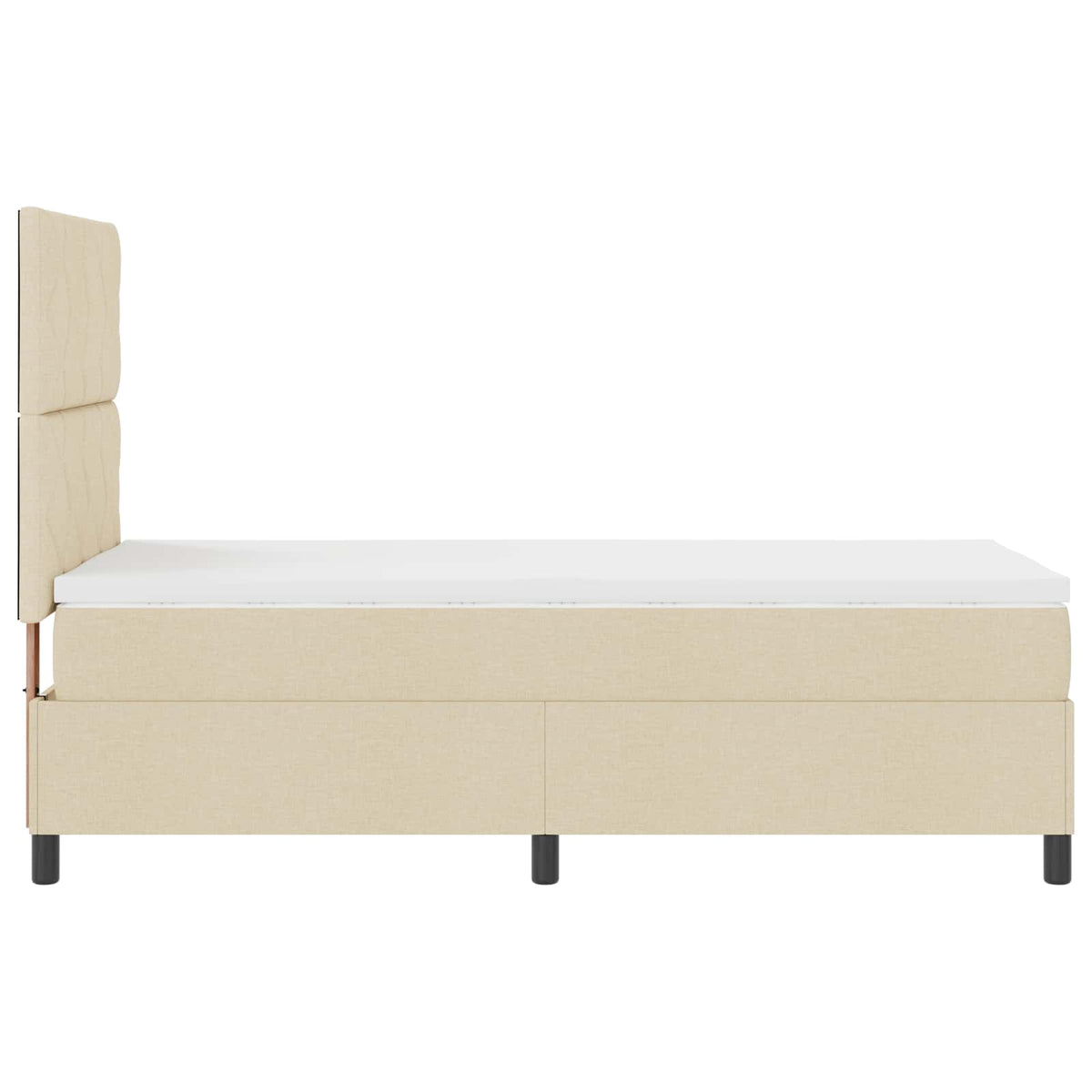Lit à ressorts avec tête de lit Crème 100 x 200 cm tissu