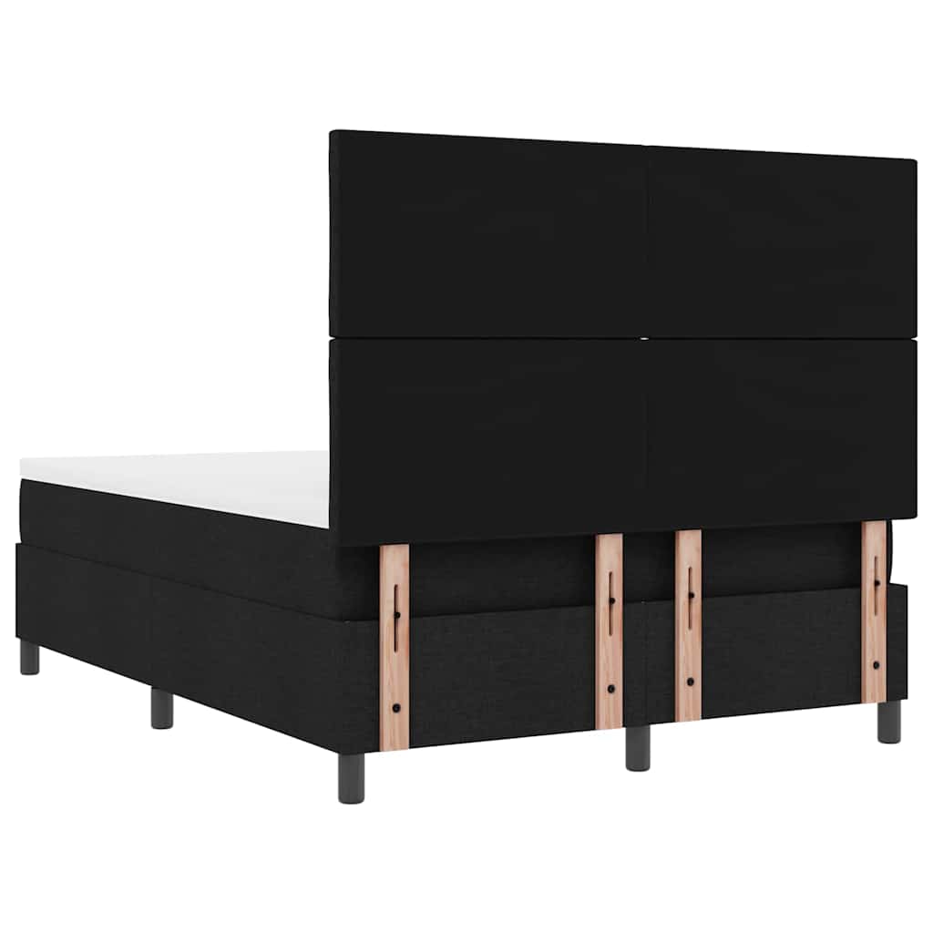 Lit à ressorts avec tête de lit Noir 140 x 190 cm tissu