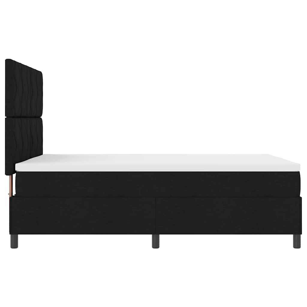 Lit à ressorts avec tête de lit Noir 140 x 190 cm tissu