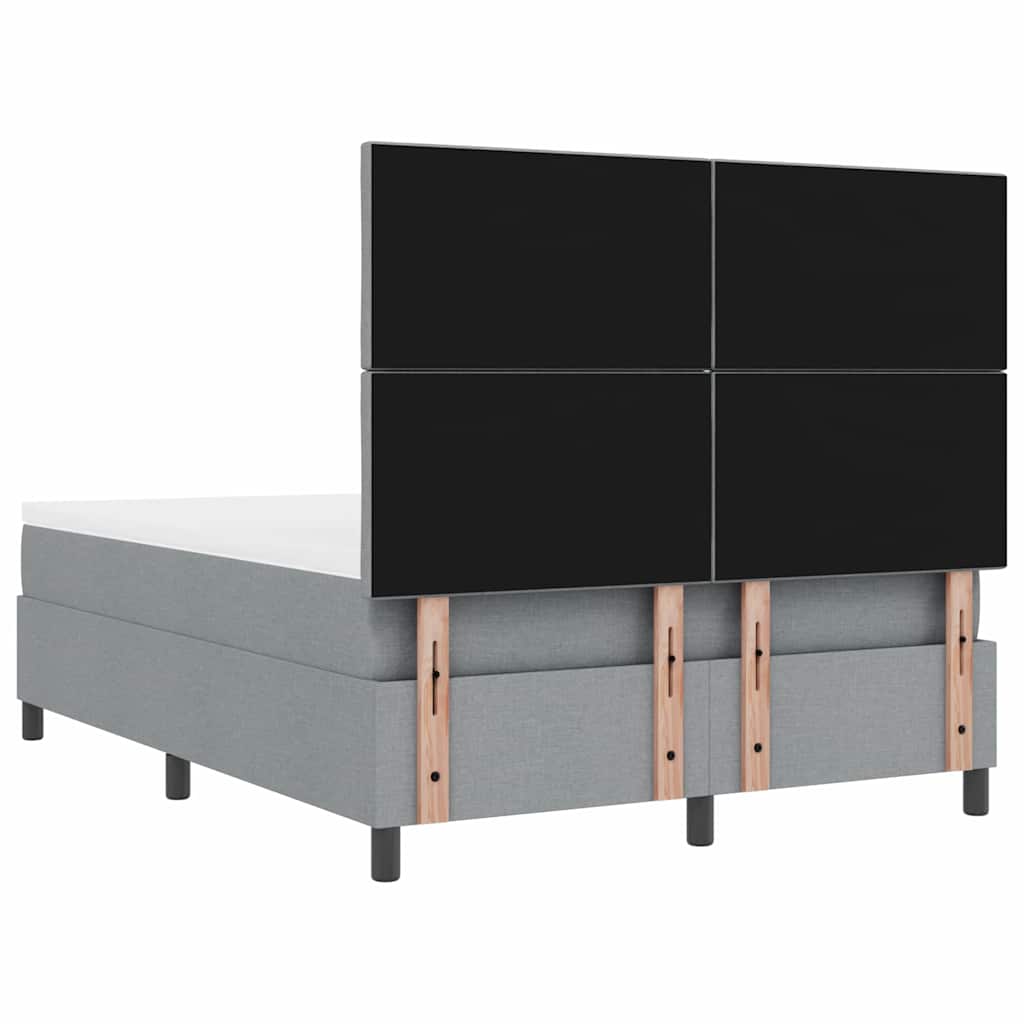 Lit à ressorts avec tête de lit Gris clair 140 x 200 cm tissu