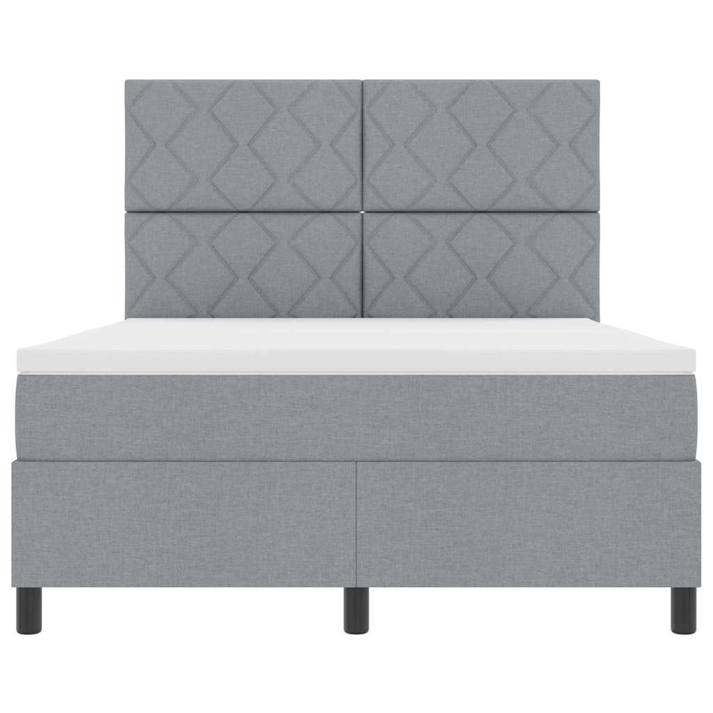 Lit à ressorts avec tête de lit Gris clair 140 x 200 cm tissu
