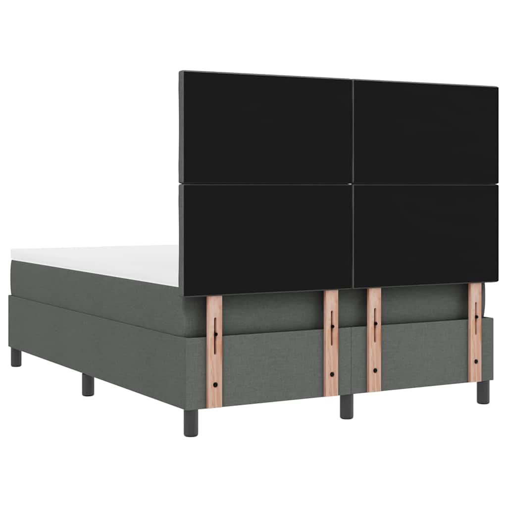 Lit à ressorts avec tête de lit Gris foncé 140 x 200 cm tissu