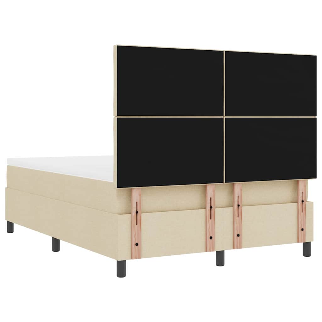 Lit à ressorts avec tête de lit Crème 140 x 200 cm tissu