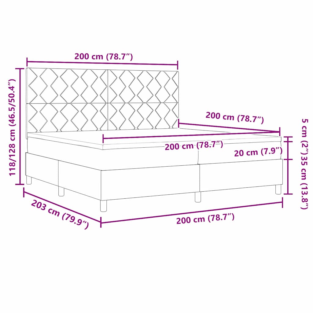 Lit à ressorts avec matelas Bleu 200 x 200 cm tissu - XIOS